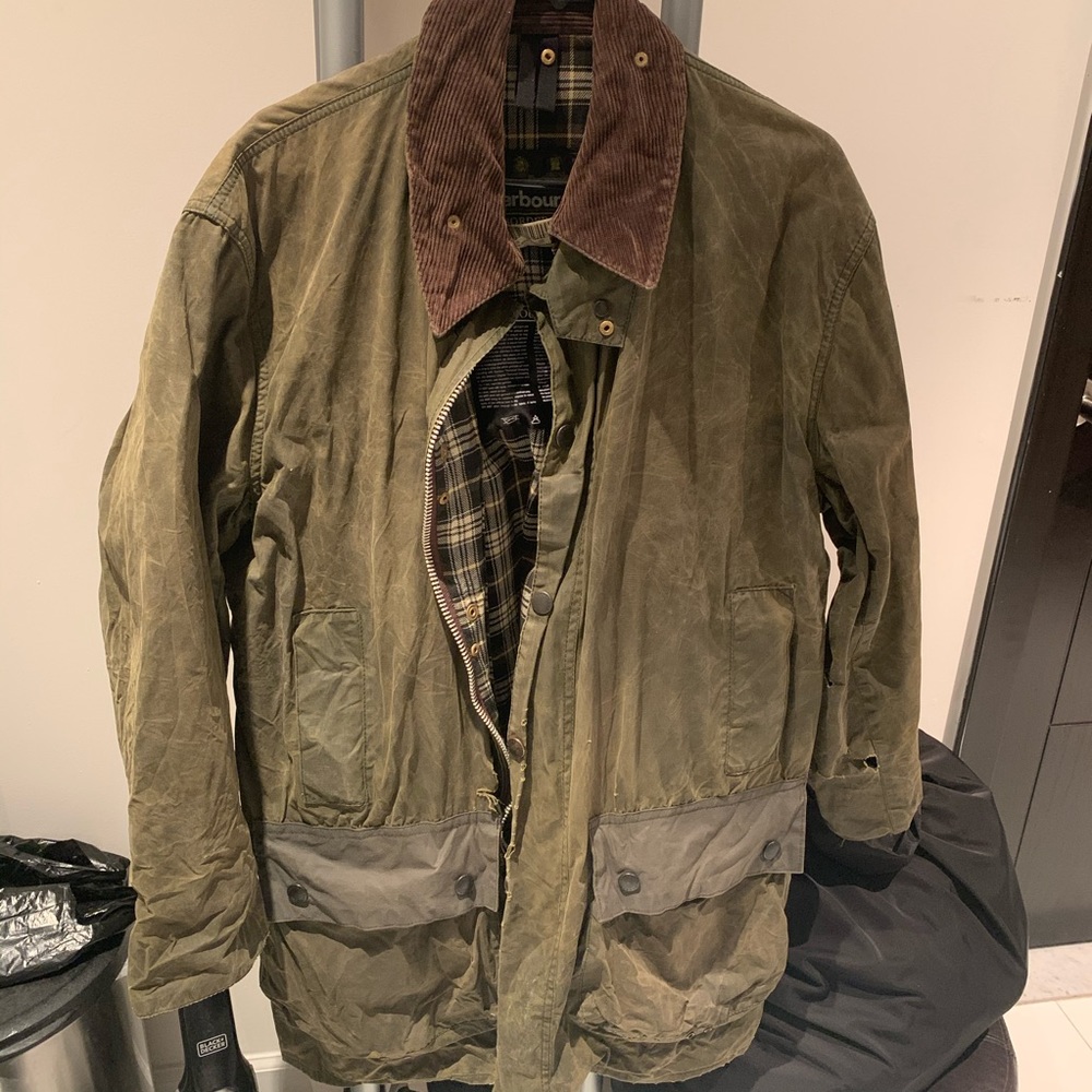 Barbour border vintage waxed jacket